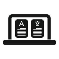 Laptop showing digital translation icon representing language learning vector