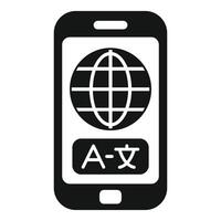 Smartphone showing global online language translation application vector
