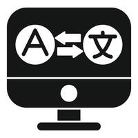 Computer translating languages using software for different letters vector
