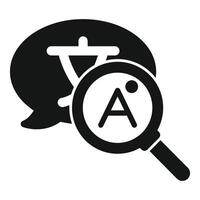 Magnifying glass showing translation of chinese language with speech bubble vector