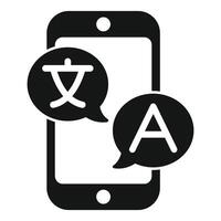 Smartphone displaying language translation application icon vector