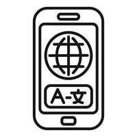 Smartphone displaying language translation app with globe icon, online communication concept vector