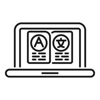 Laptop displaying language translation software icon vector