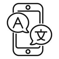 Smartphone showing speech bubbles with different alphabets for language translation app vector