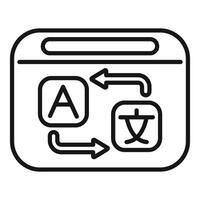 Online language translator app icon showing different alphabets translating vector