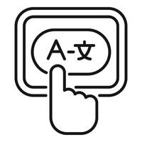 Hand choosing language option on tablet interface vector