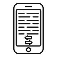 Smartphone showing text message with arrows for scrolling or navigation vector