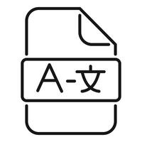 Language file showing translation with latin and chinese letters icon vector