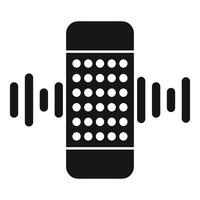Smart speaker voice assistant generating sound waves icon vector