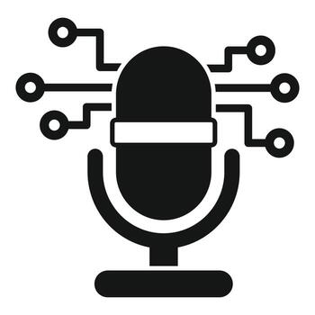 Microphone sending data through neural network icon vector