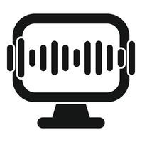 Computer playing music with sound wave icon showing audio playback vector
