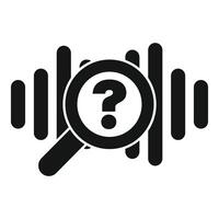 Magnifying glass analyzing sound wave with question mark symbol vector