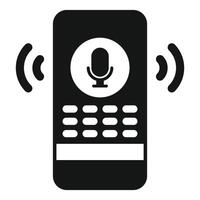 Smartphone recording voice message with microphone icon glyph icon vector