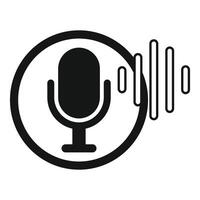 Microphone icon generating sound wave for audio recording vector