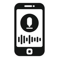 Smartphone recording audio message with sound wave icon vector