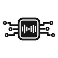 Digital signal processing icon showing soundwave on circuit board vector