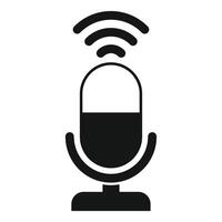 Wireless microphone icon representing audio recording and broadcasting vector