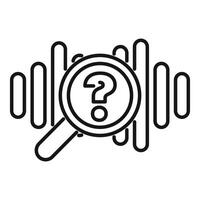 Magnifying glass investigating audio track with question mark vector