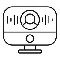 Computer showing voice recognition software interface icon vector