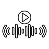 Audio wave playing with play button icon showing streaming service vector
