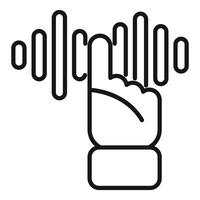 Hand touching soundwave frequency icon line style vector