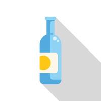 Blue bottle with yellow label casting long shadow vector