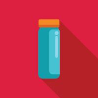 Blue water bottle with orange cap on red background with long shadow vector