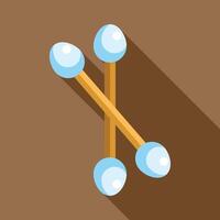 Three cotton swabs lying on brown background with long shadow vector