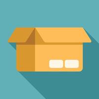 Open cardboard box delivering package with shipping label vector