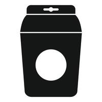 Black blank cardboard coffee cup packaging with handle hole is standing on white background vector