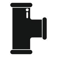 Black plumbing tee pipe connector icon showing three openings vector