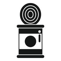 Open tin can with canned food icon, simple style vector