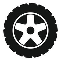 Black tire with rim showing five lugs on white background vector