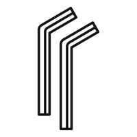 Pair of plastic drinking straws line icon showing refreshment vector