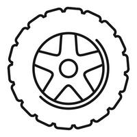 Car wheel with tire presenting modern rim design in line style vector
