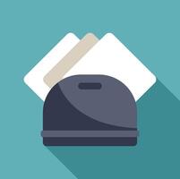 Credit card machine processing payments in store with long shadow vector