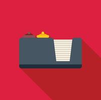 Hotel reception desk bell and note paper waiting for guest check in flat design icon with long shadow vector