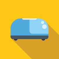 Blue toaster icon in flat style on a yellow background vector