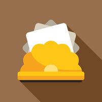 Yellow napkin holder with napkins flat icon with long shadow vector