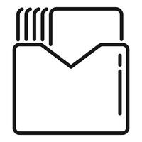 Archive folder with documents sticking out line icon vector