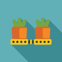 Automated conveyor belt system transporting potted plants vector