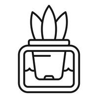 Plant pot submerged in square water container icon vector