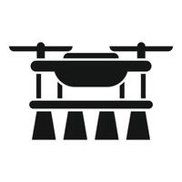 Electric drone with four propellers delivering food using mobile app icon vector
