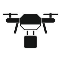 Drone delivery service carrying parcel with quadcopter vector