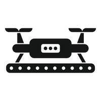 Drone with conveyor belt icon, simple style vector