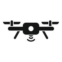 Drone sending signal icon with camera and antenna vector