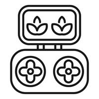 Drone control panel with display showing growing plants vector