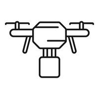 Drone carrying package for fast delivery service icon outline vector