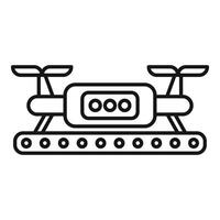Drone with conveyor belt moving forward line icon vector