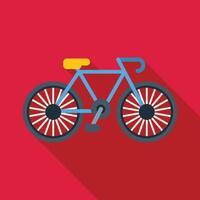 Blue bicycle standing on red background with long shadow vector